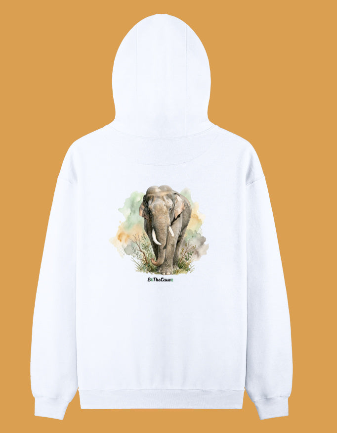 Back view of Elephant tusker (BG) - Unisex Pullover Hoodie
