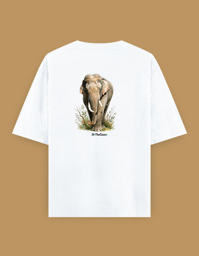 Back view of Elephant tusker - Unisex Oversized Classic T-Shirt