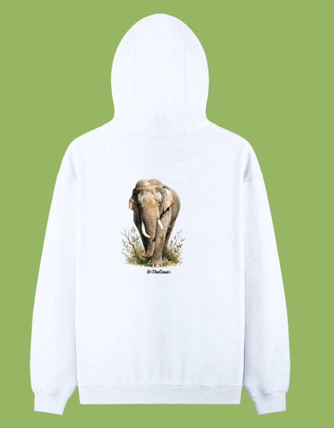Back view of Elephant tusker - Unisex Pullover Hoodie