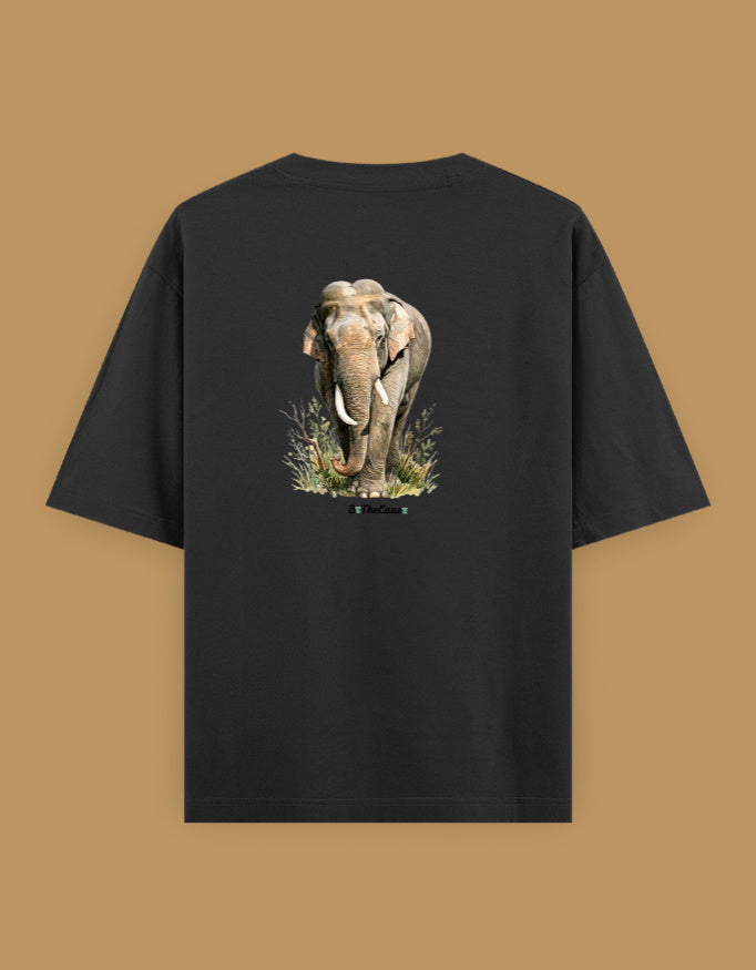 Back view of Elephant tusker - Unisex Oversized Classic T-Shirt