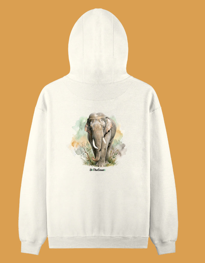 Back view of Elephant tusker (BG) - Unisex Pullover Hoodie