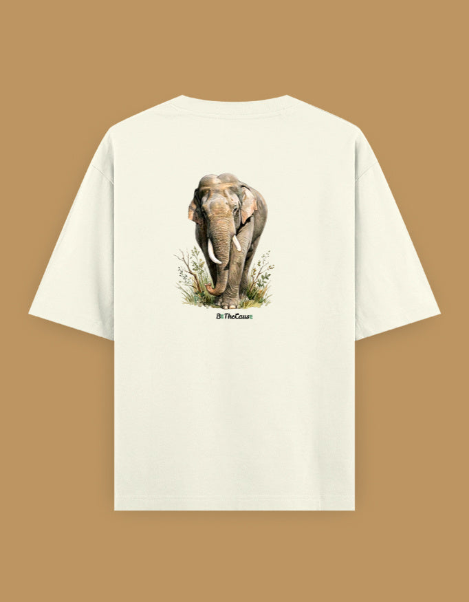 Back view of Elephant tusker - Unisex Oversized Classic T-Shirt