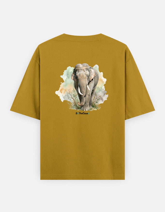 Back view of Elephant tusker (BG) - Unisex Oversized Classic T-Shirt
