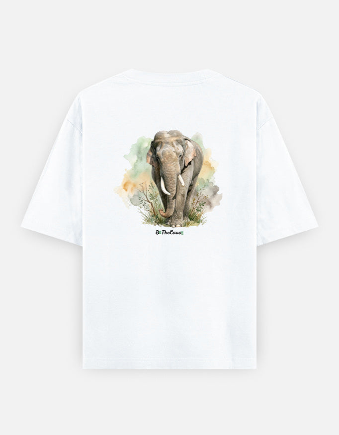 Back view of Elephant tusker (BG) - Unisex Oversized Classic T-Shirt