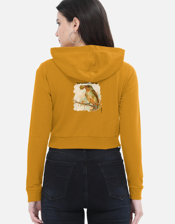 Back view of The Flowerpecker "Berry Cute"- Female Cropped Hoodie