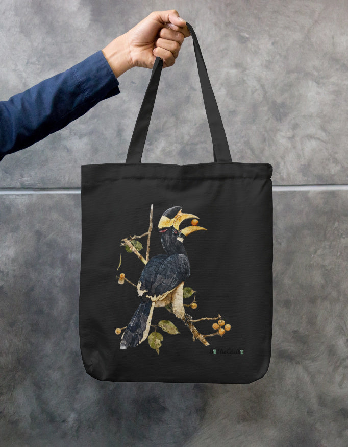 Front view of Malabar Pied Hornbill - Tote Bag Zipper