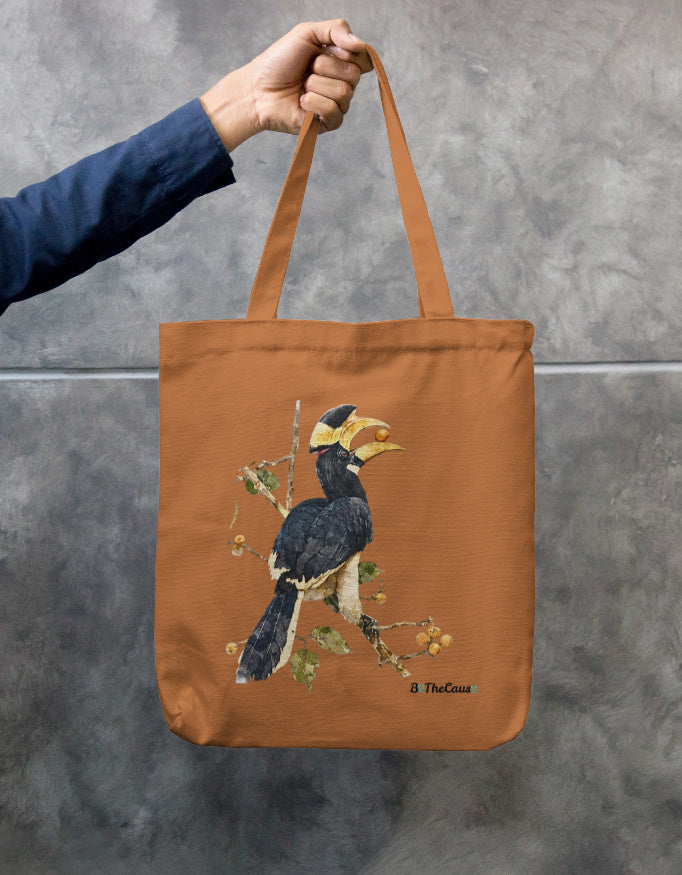 Front view of Malabar Pied Hornbill - Tote Bag Zipper