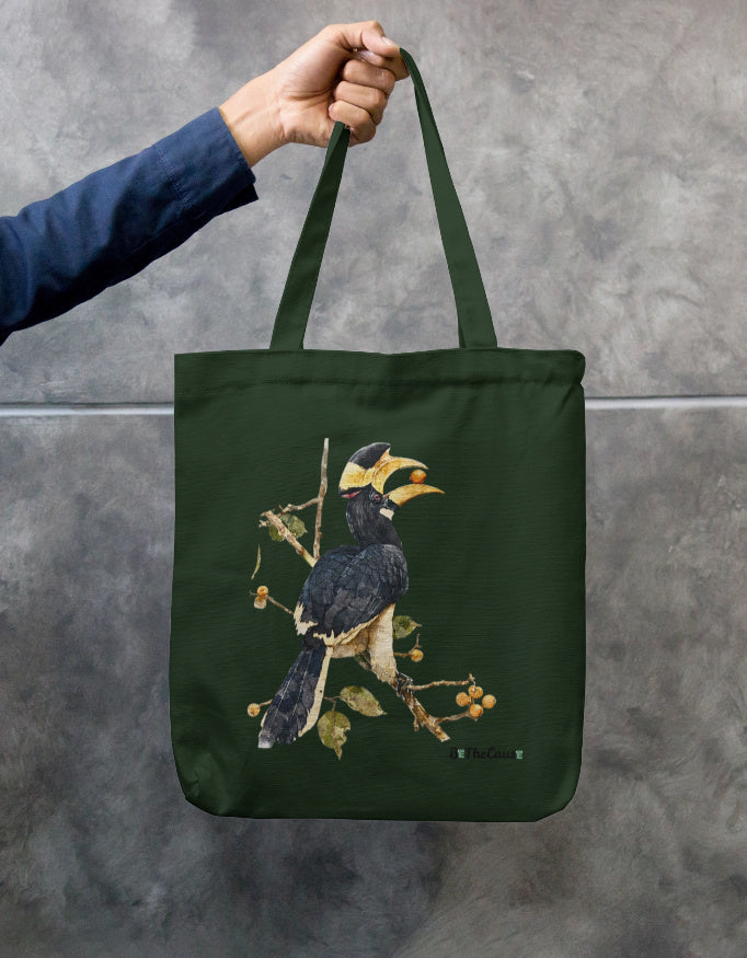 Front view of Malabar Pied Hornbill - Tote Bag Zipper