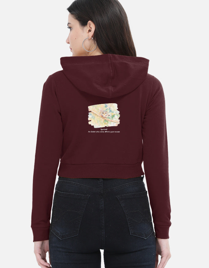 Back view of The Spotted Owlet - Female Cropped Hoodie