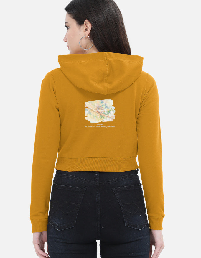 Back view of The Spotted Owlet - Female Cropped Hoodie