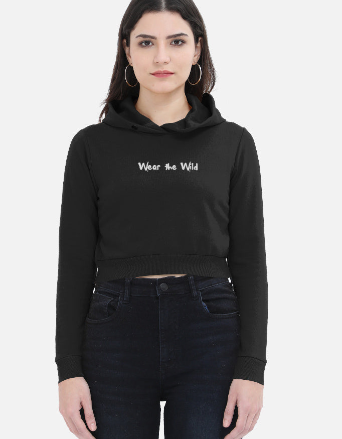 Front view of The Spotted Owlet - Female Cropped Hoodie