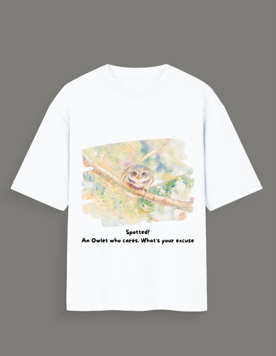 The Spotted Owlet Watercolor Tee - Unisex Oversized Standard T-Shirt