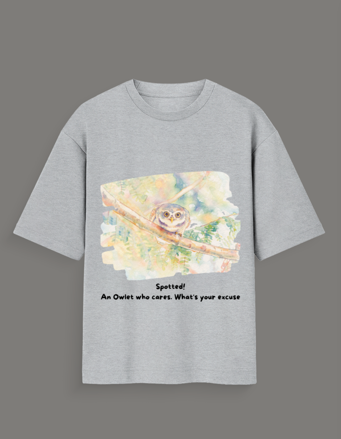 The Spotted Owlet Watercolor Tee - Unisex Oversized Standard T-Shirt