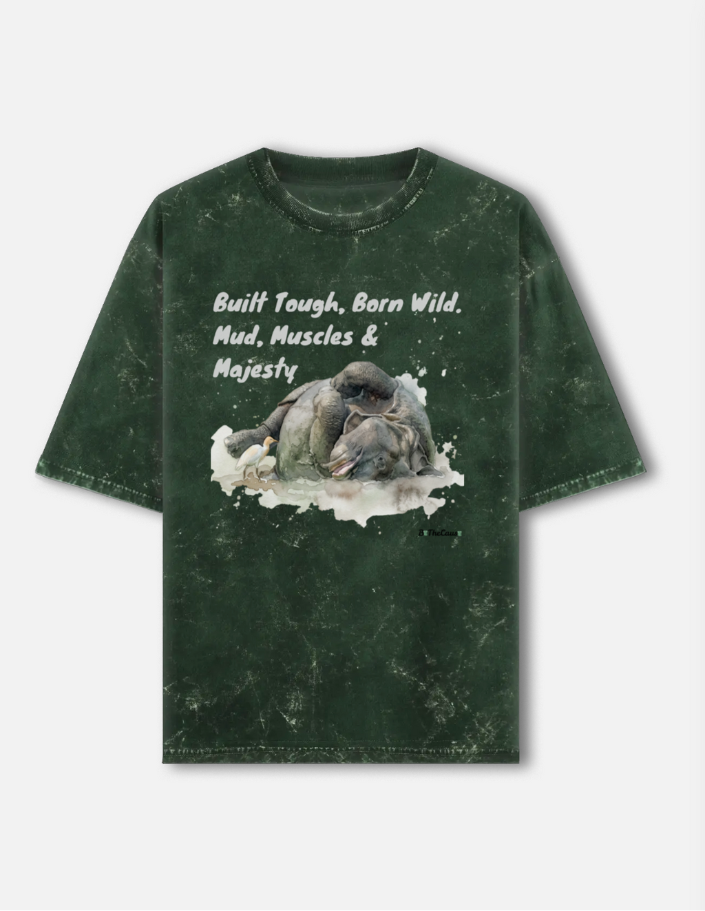 Wallowing Rhino - Unisex Acid Washed Oversized Tee