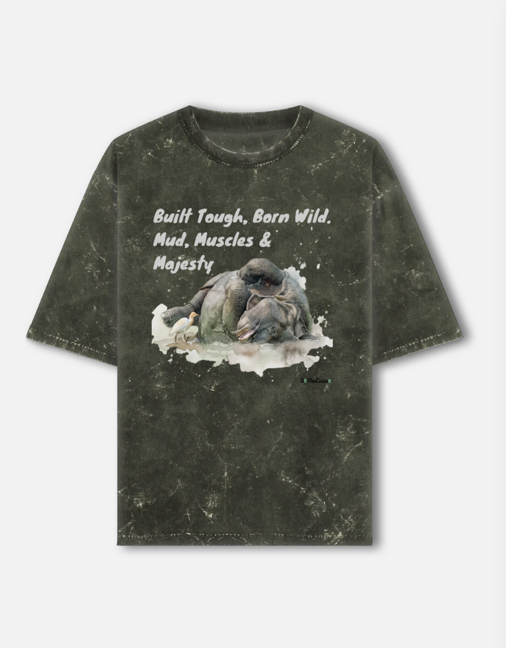 Wallowing Rhino - Unisex Acid Washed Oversized Tee