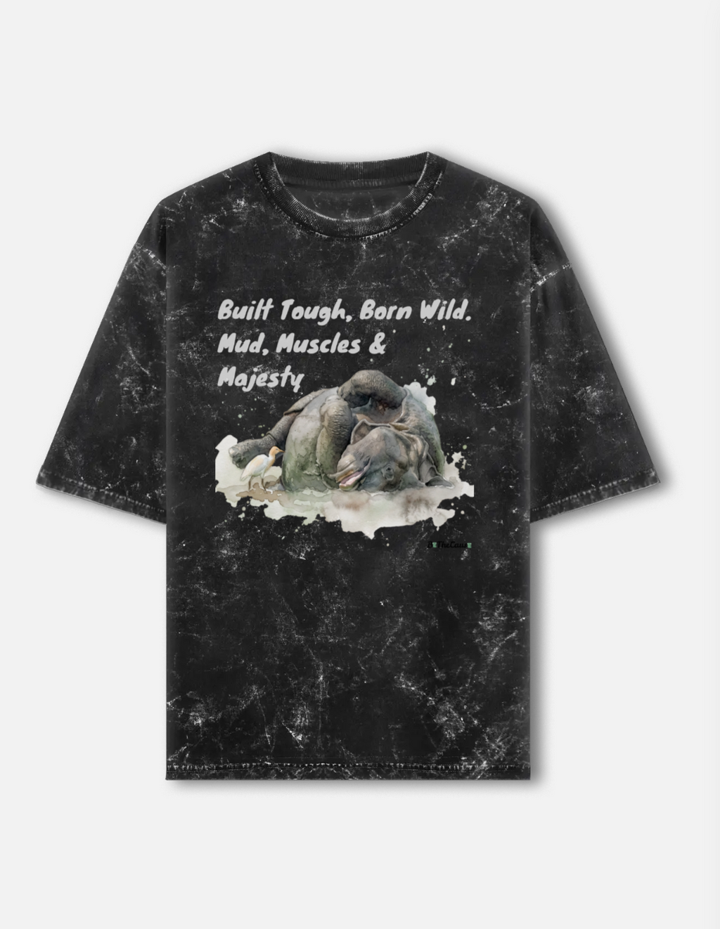 Wallowing Rhino - Unisex Acid Washed Oversized Tee