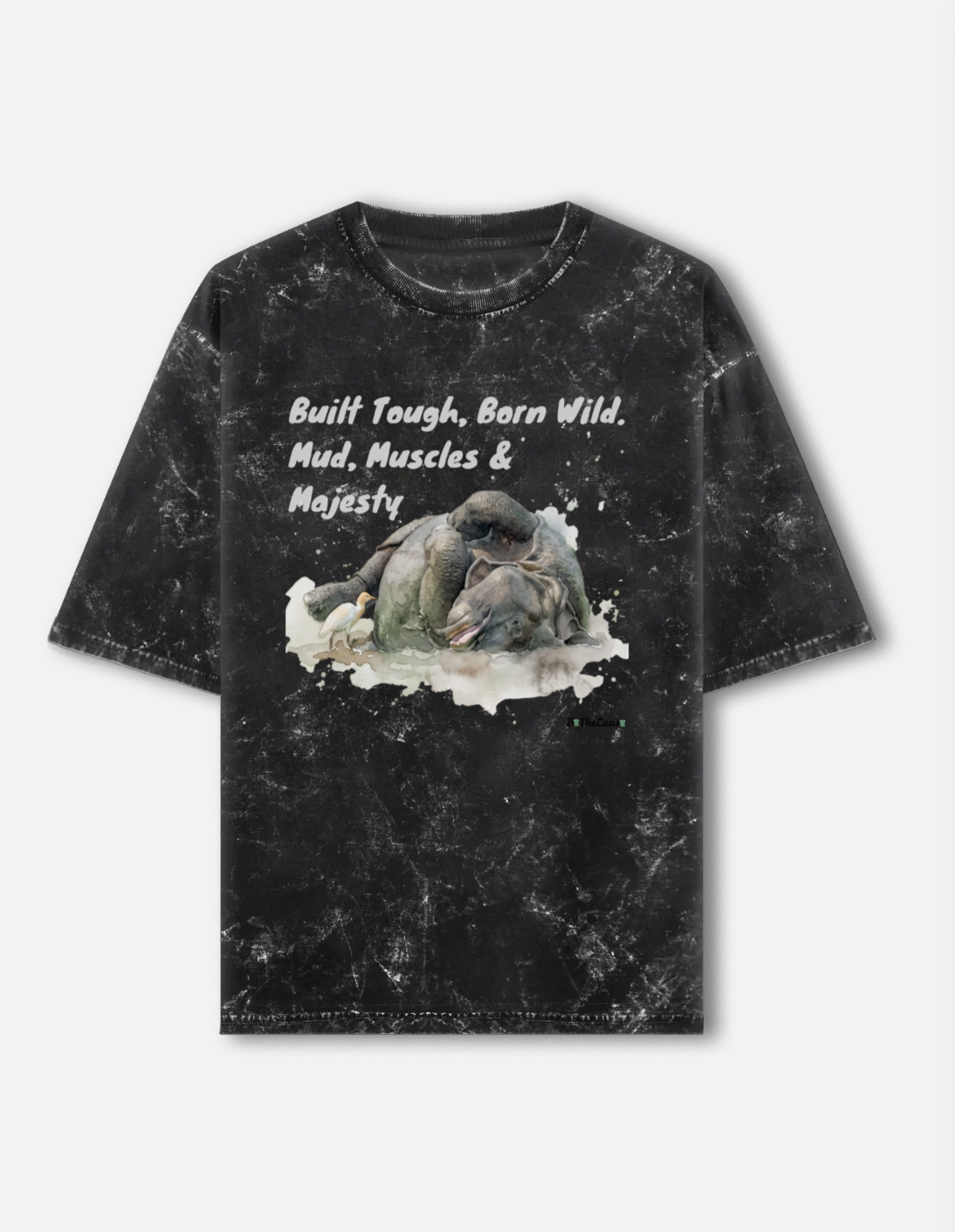 Wallowing Rhino - Unisex Acid Washed Oversized Tee