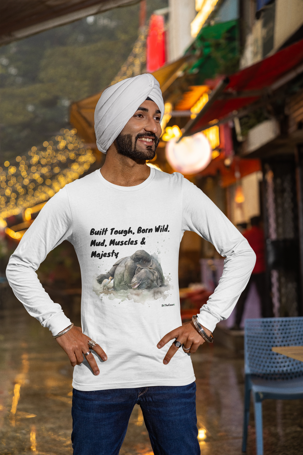 Wallowing Rhino - Mens Full Sleeve T-Shirt
