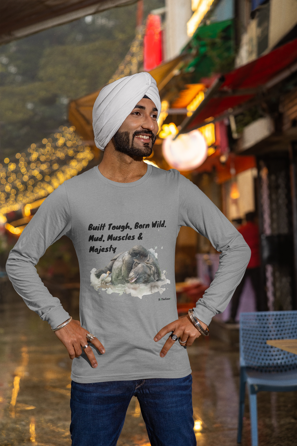 Wallowing Rhino - Mens Full Sleeve T-Shirt